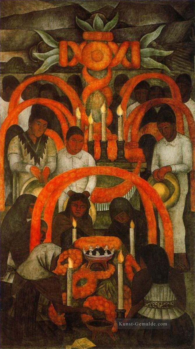 der Tag der Opfertage der Toten 1924 Diego Rivera Ölgemälde